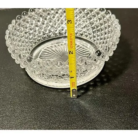 Westmoreland 1940s Pressed Clear Glass Snack Set Diamond & Fan, 2 Plates 3 Bowls - Picture 11 of 16